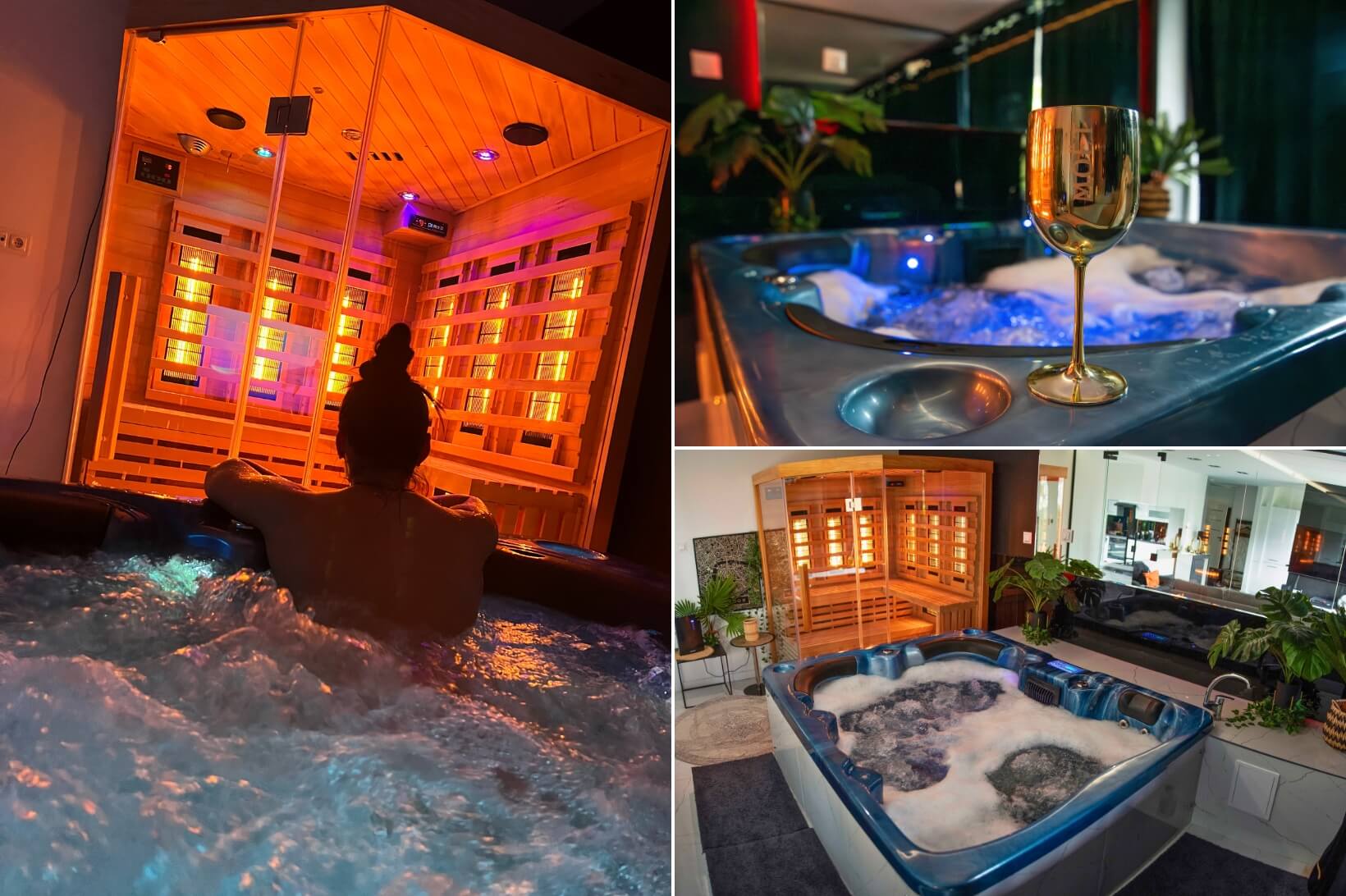 APARTAMENT W BIAŁYMSTOKU - kolaż zdjęć - sauna i jacuzzi